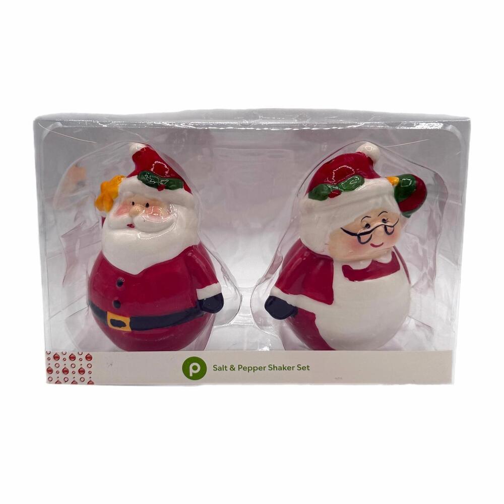 Publix Santa + Mrs. Claus Salt & Pepper Shaker Set - Christmas